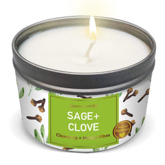 Magnificent 101 Sage & Clove Aromatherapy Candle, 6 oz white soy wax