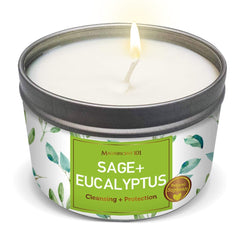 Front view of Magnificent 101 Sage + Eucalyptus candle in 6 oz