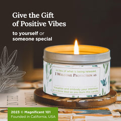 Gift-ready packaging featuring Magnificent 101 Sage + Eucalyptus candle