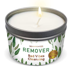 Magnificent 101 Sage Smudge Candle 6oz with pure sage leaves