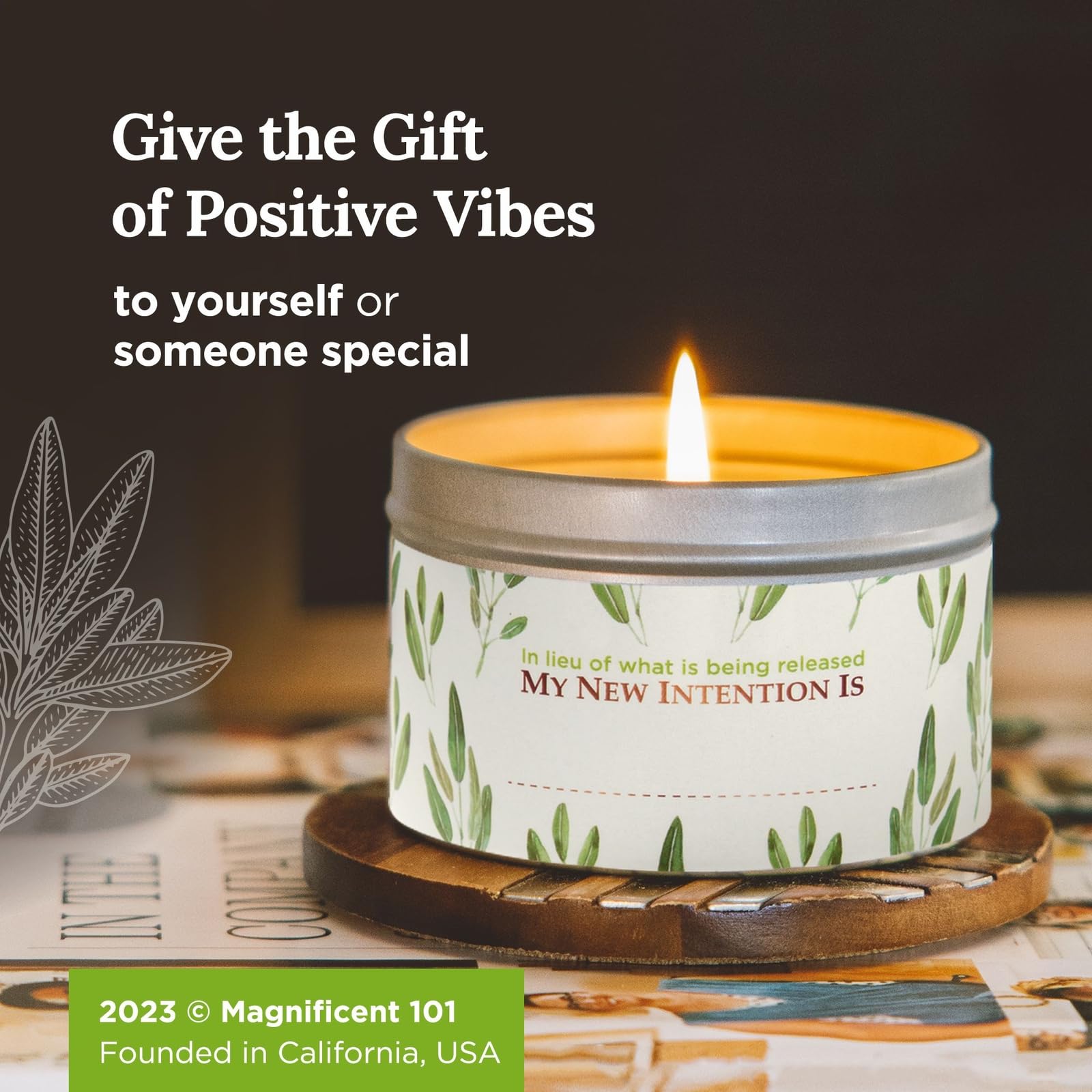 Sage smudge kit pairing with Magnificent 101 candle for cleansing rituals