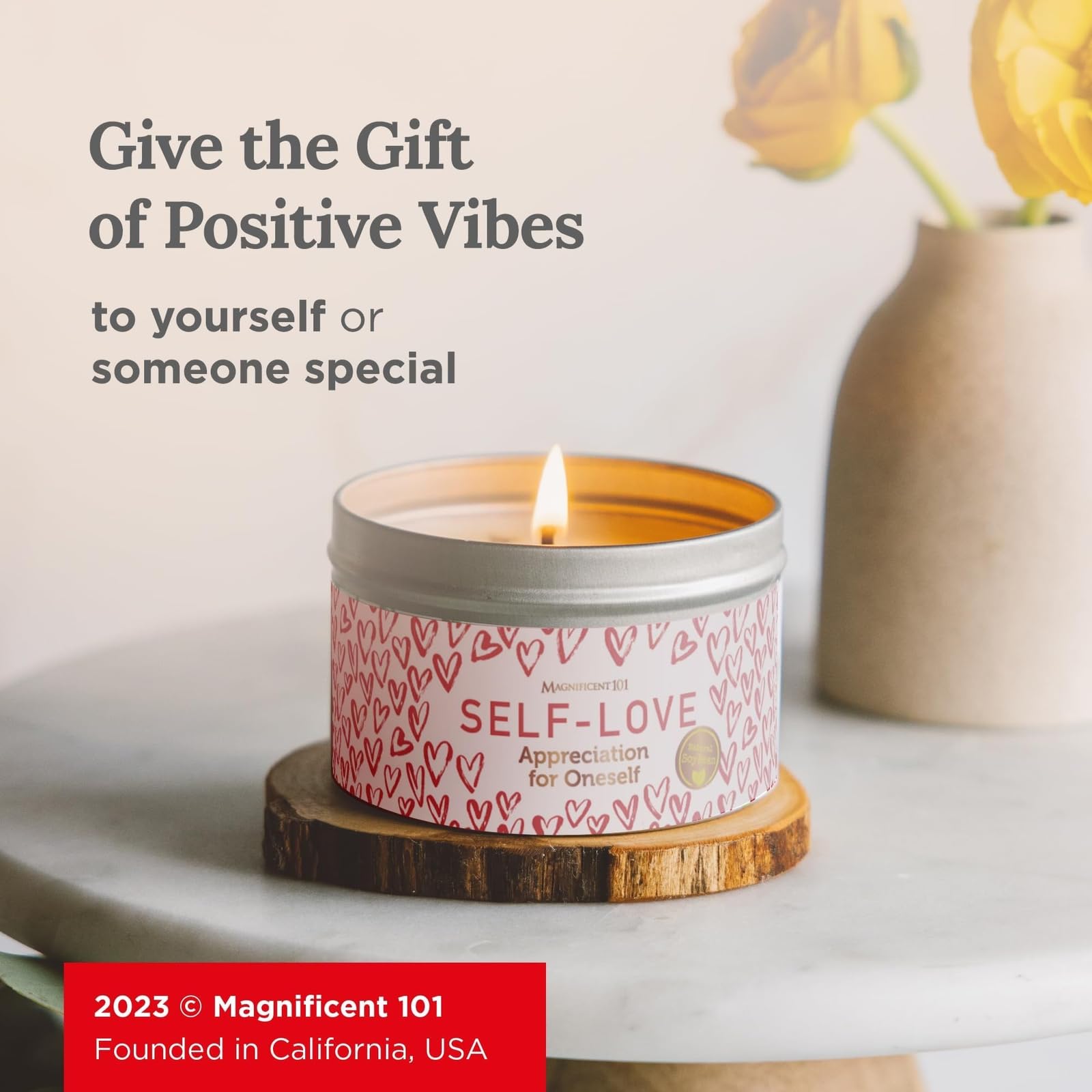 Gift-ready Magnificent 101 Self-Love Candle for mindfulness and manifestation
