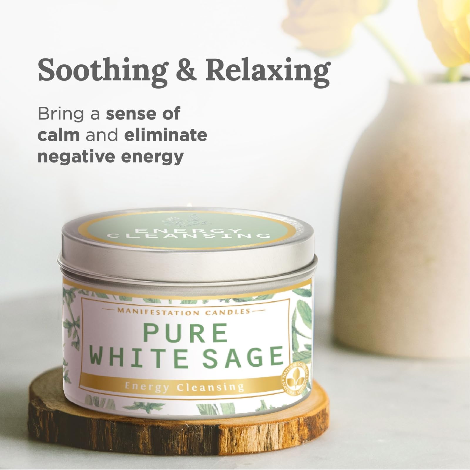 White sage candle with calming aroma ideal for meditation