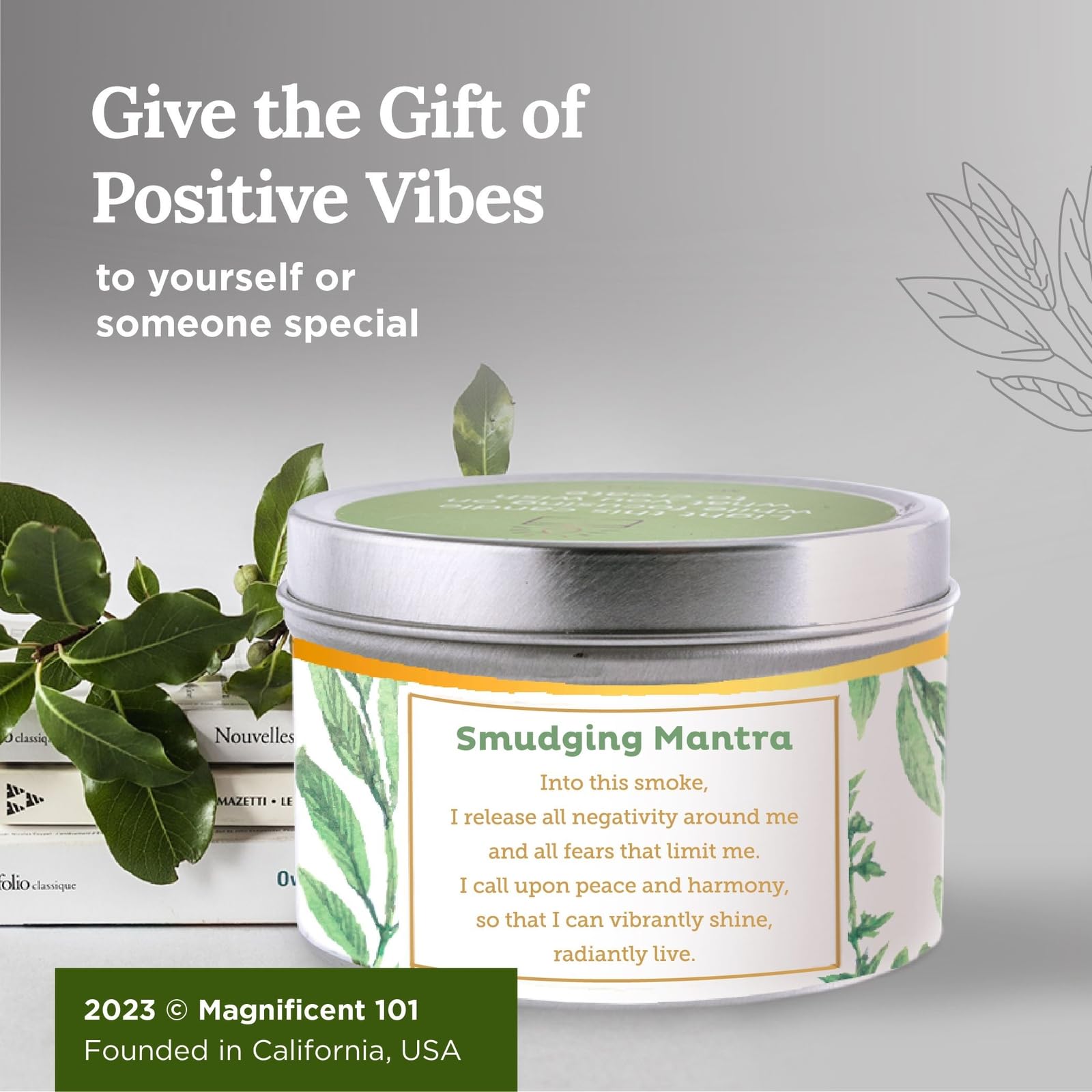 Gift-ready white sage candle for house cleansing and spiritual growth