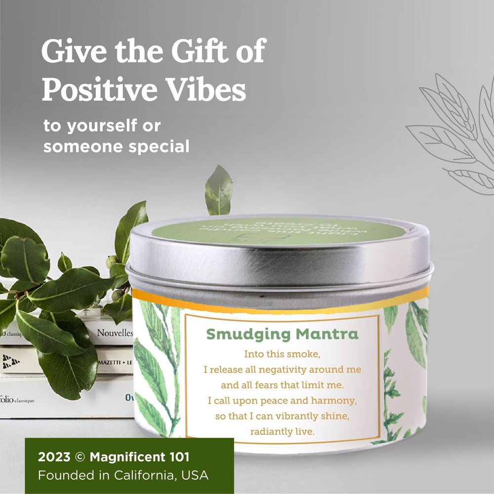 Gift-ready white sage candle for house cleansing and spiritual growth