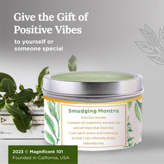 Gift-ready white sage candle for house cleansing and spiritual growth