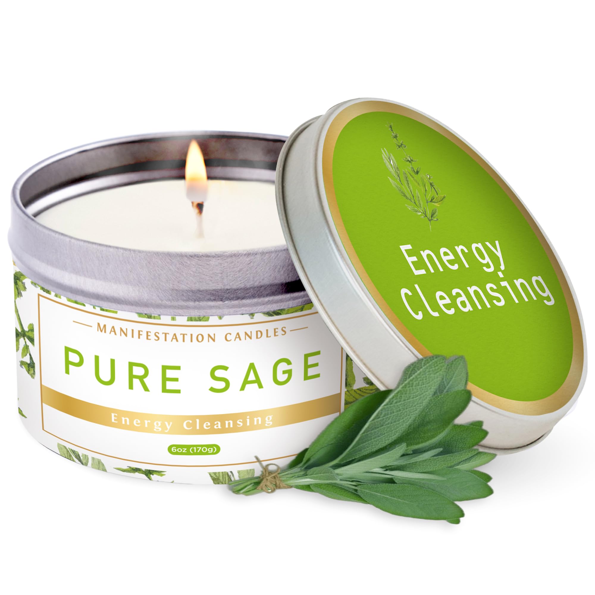 Magnificent white sage candle, 6 oz, 35-hour burn