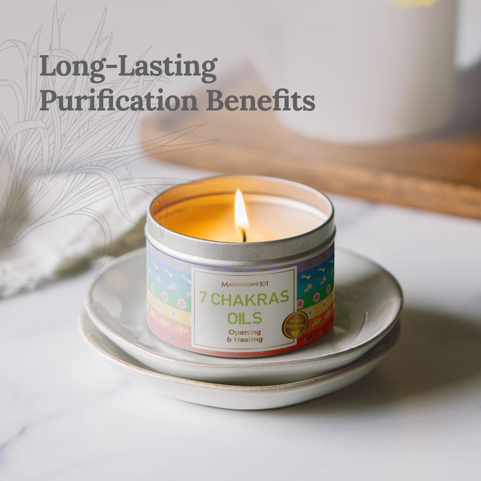 Close-up of chakra oils including rosewood lemongrass ginger rose chamomile orange and clove on candle