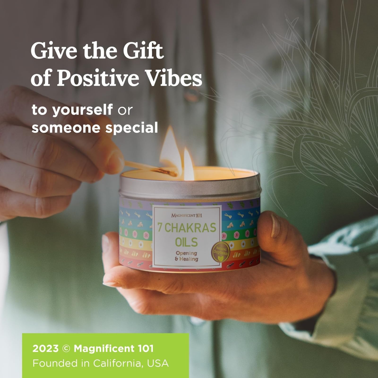 Gift-ready Magnificent 101 chakra candle packaging image