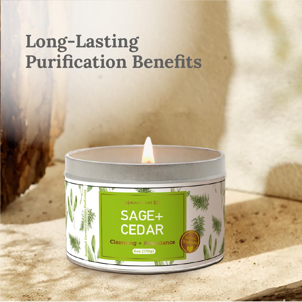 Close-up of sage and cedar aroma in Magnificent 101 candle