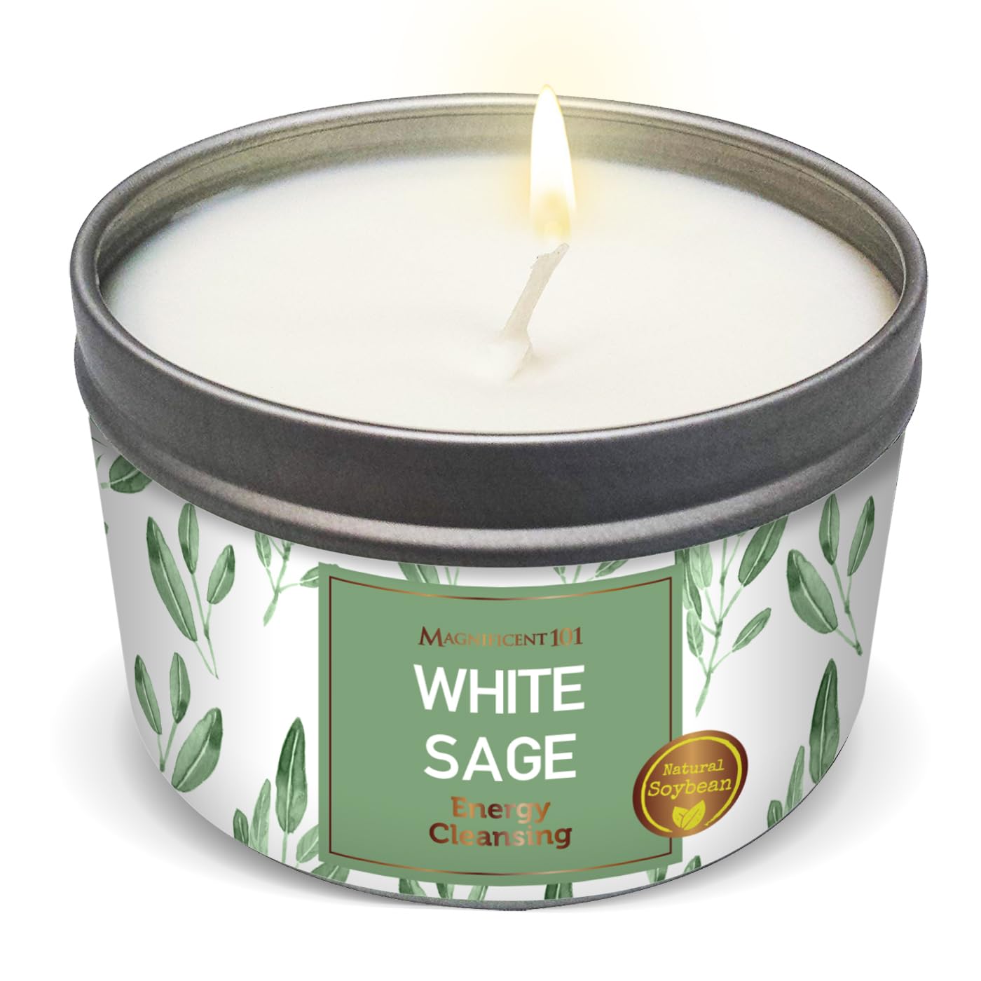 Magnificent 101 White Sage Candle 6oz for energy cleansing
