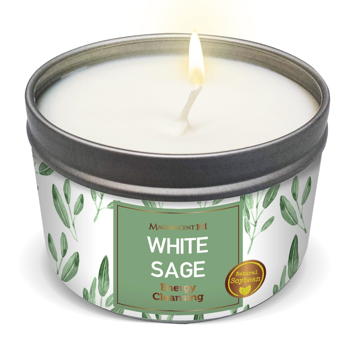 Magnificent 101 White Sage Candle 6oz for energy cleansing