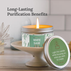 Soy wax White Sage Candle 6oz with 35-hour burn