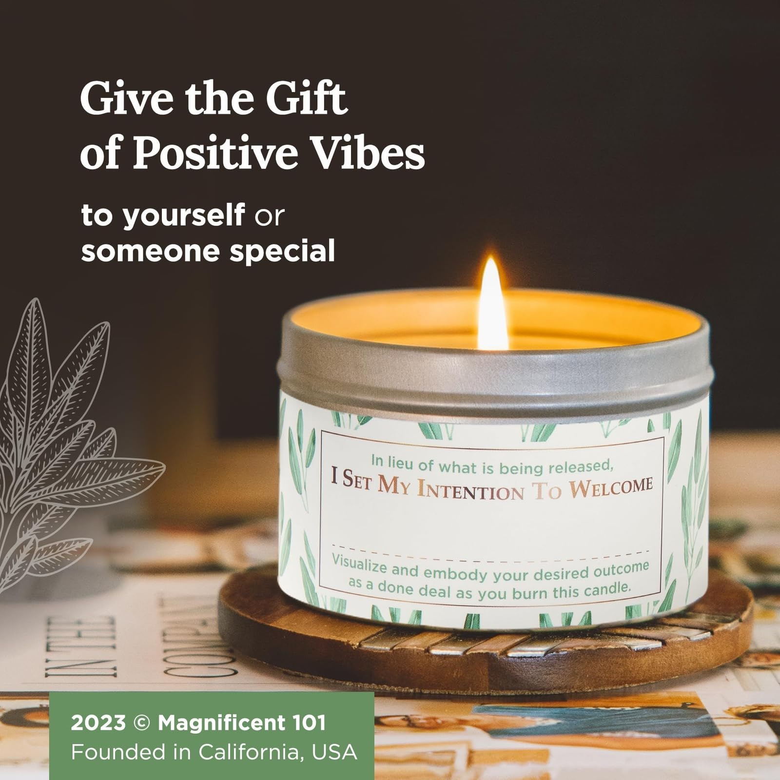 Close-up of Magnificent 101 White Sage Candle for spiritual decor