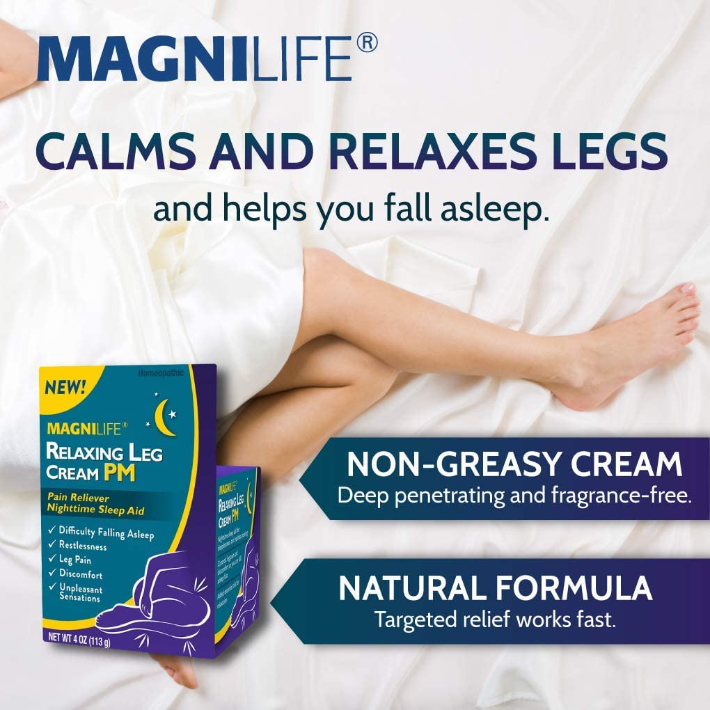 Close-up of MagniLife cream being massaged into legs for relief
