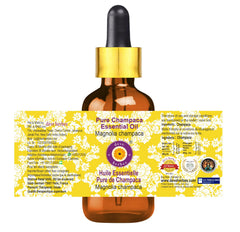 Label on Magnolia champaca essential oil bottle
