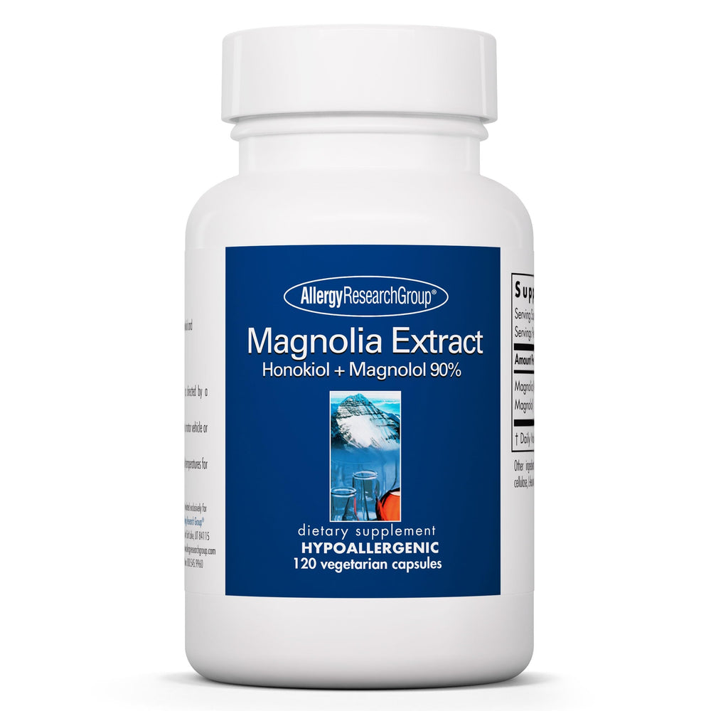 Bottle of Allergy Research Group Magnolia Extract dietary supplement - 120 count