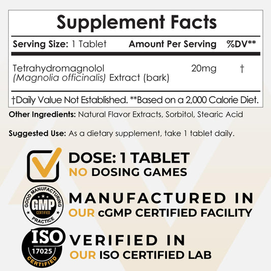Magnolia officinalis bark extract tablet 20mg.