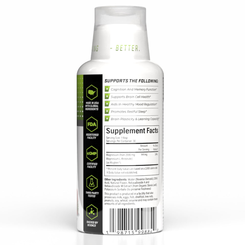 Magtein bottle label showing 2000mg per serving