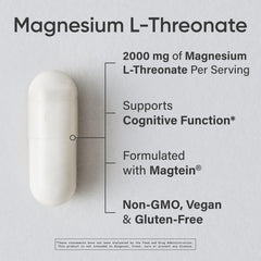 Close-up of Magtein label on magnesium L-Threonate capsules
