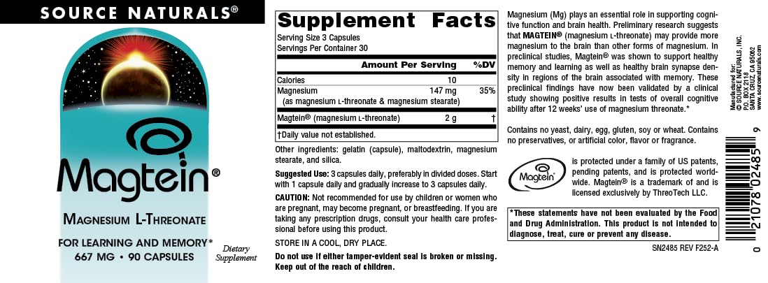 Magtein Magnesium L-Threonate supporting memory and cognitive function
