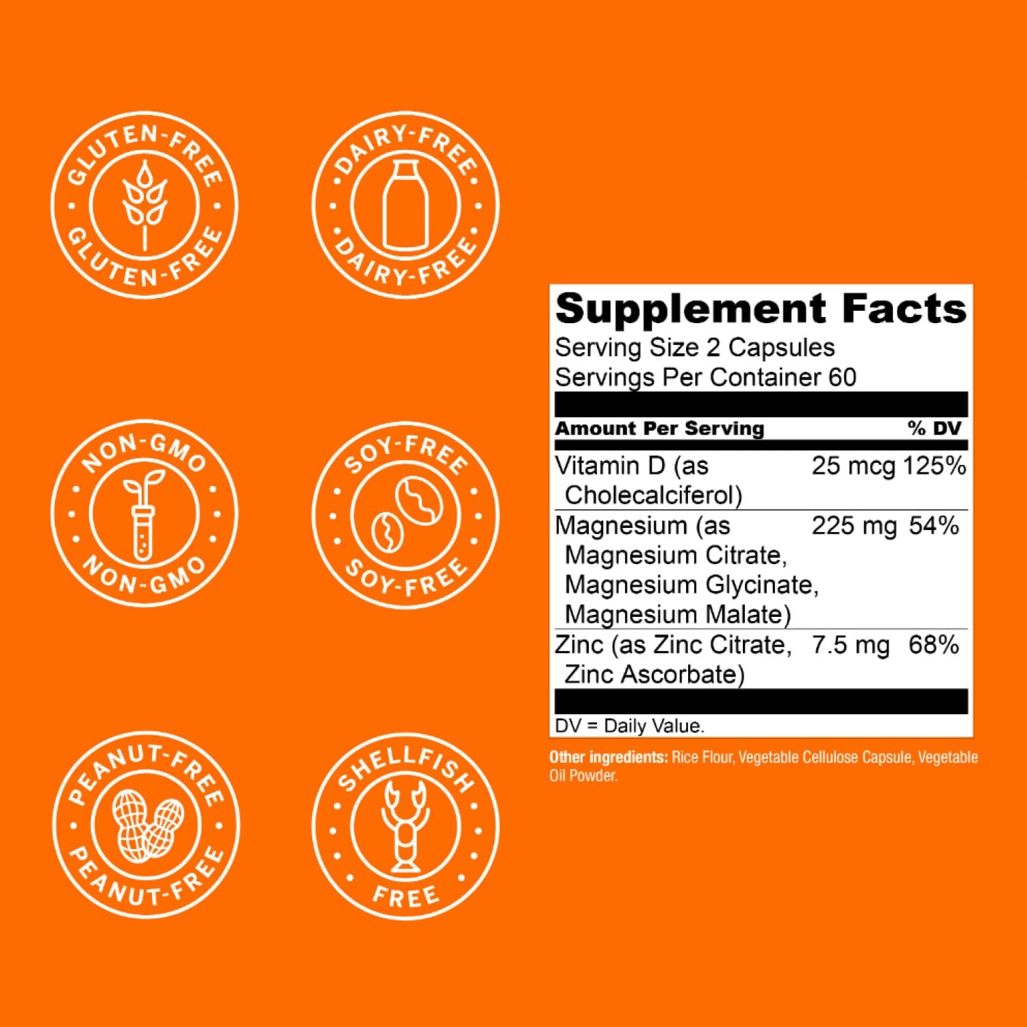 Magwell bottle label detailing magnesium zinc and vitamin D3