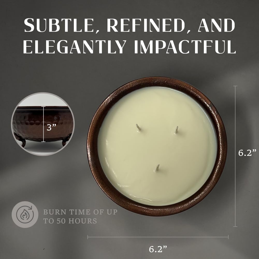 Close-up of mahogany teakwood musky aroma candle.