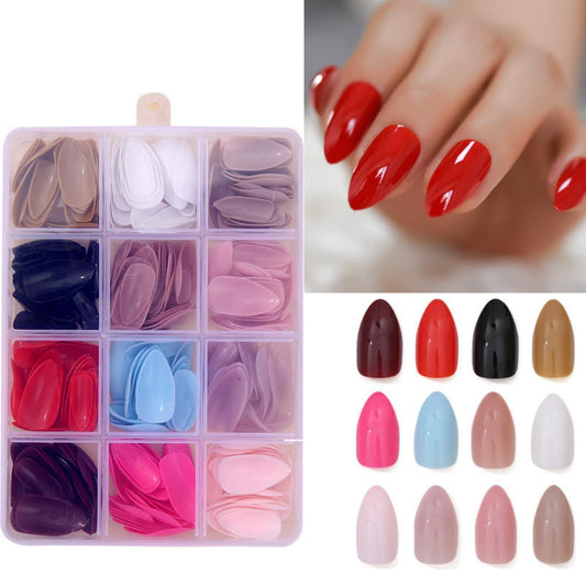 Maigitur 12-color medium stiletto press-on nails offer versatile day-to-night looks.