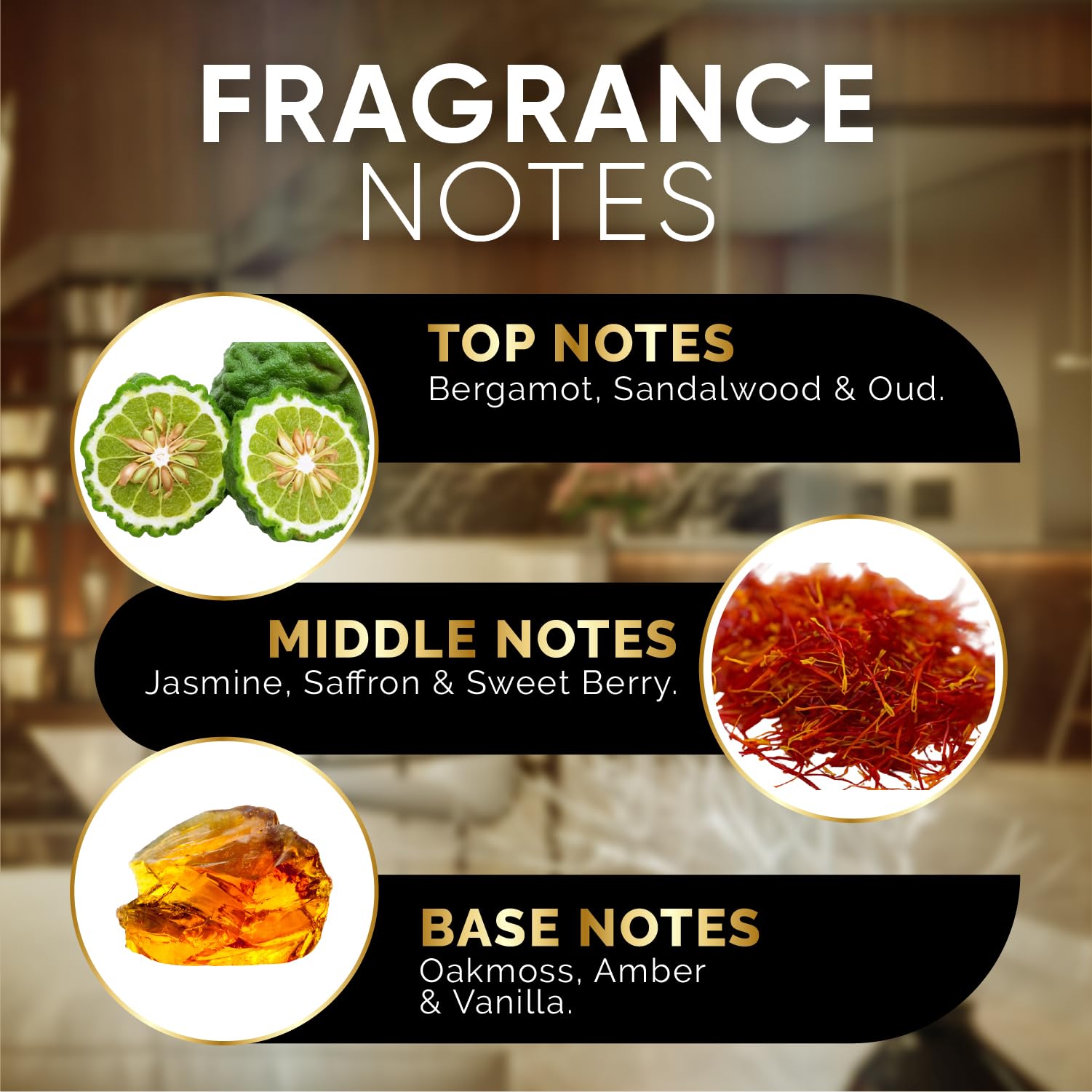Wood and amber scent profile of Maison Rouge diffuser oil