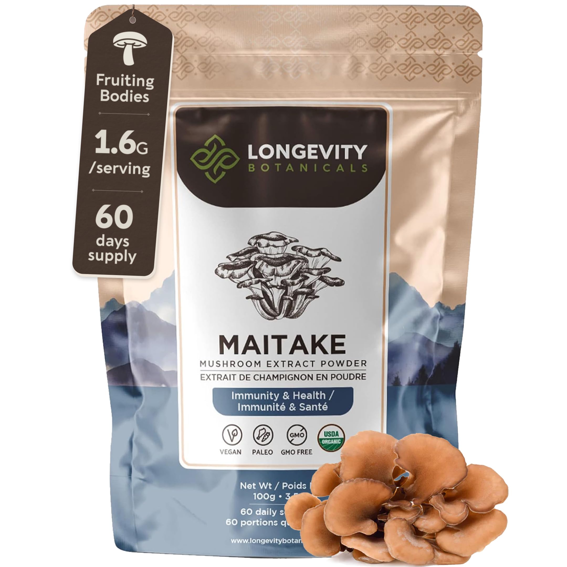 Organic Maitake Mushroom Powder 100g packaging