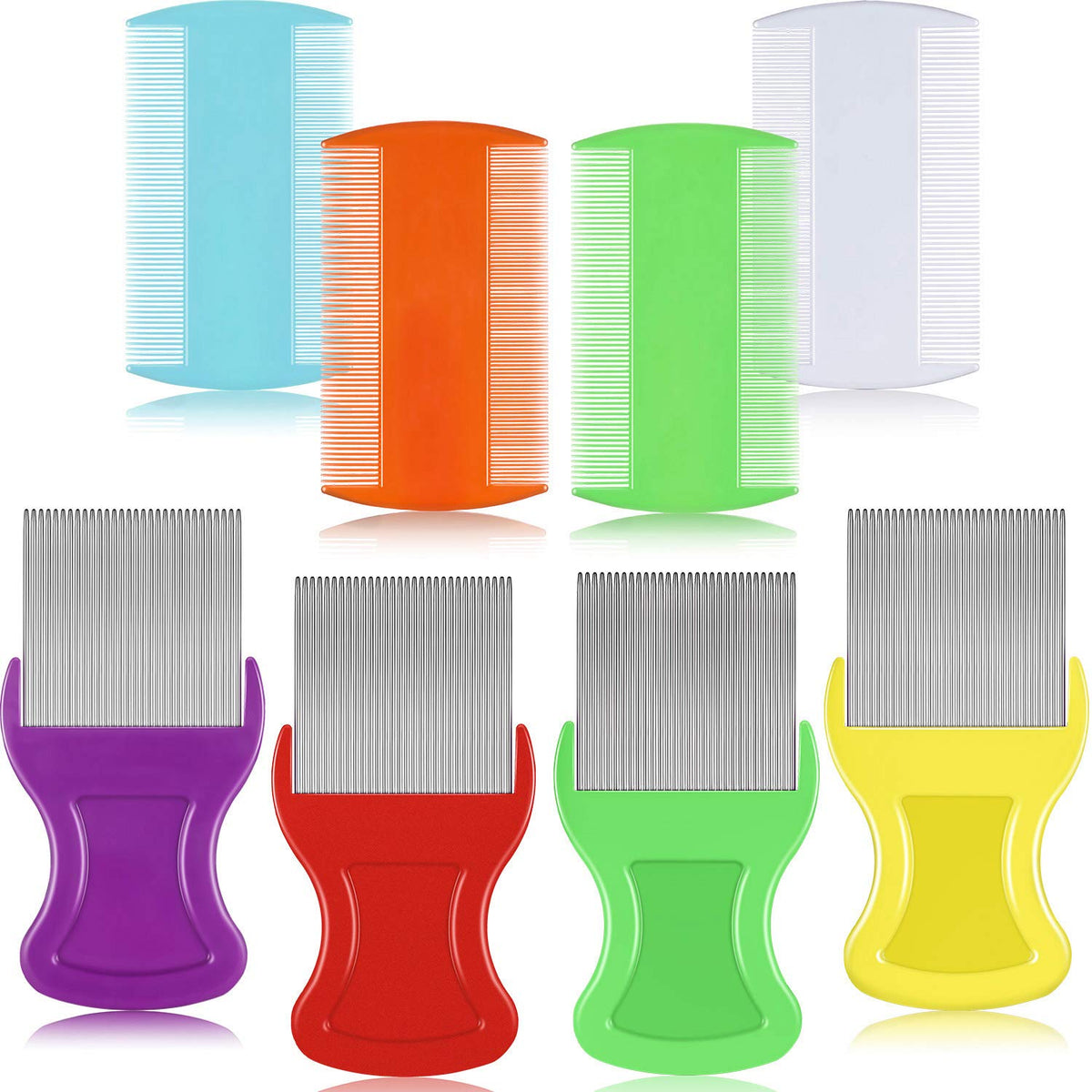 Maitys 8-piece flea lice comb set shown for home grooming versatility and storage