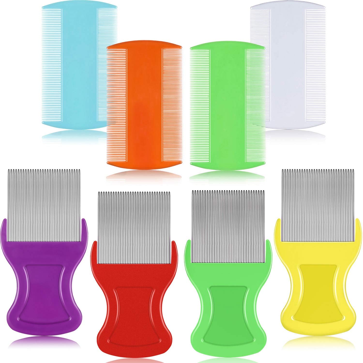 Maitys 8-piece flea lice comb set shown for home grooming versatility and storage