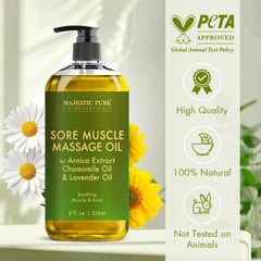Lavender and chamomile essential oils with arnica for muscle relief