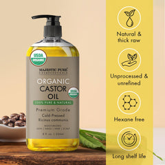 Castor oil applied to hair and lashes