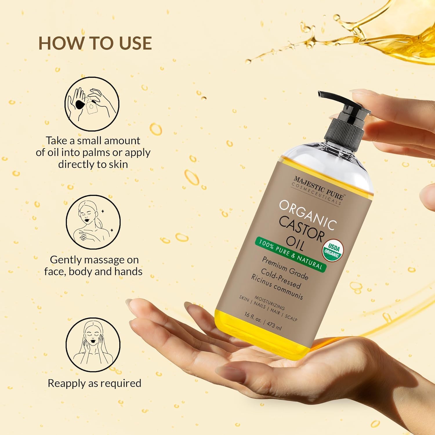 Ingredients panel for Majestic Pure Castor Oil