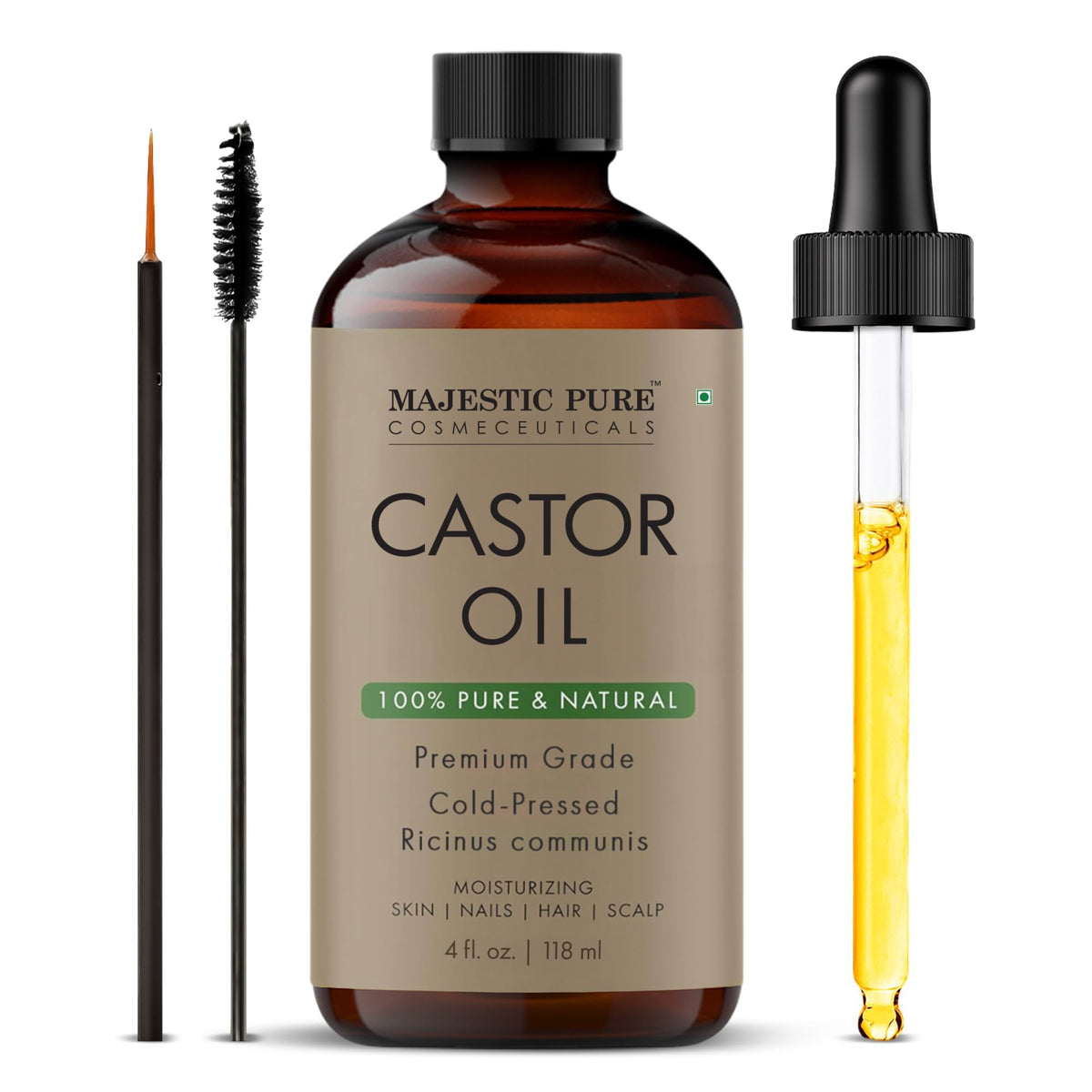 Majestic Pure USDA Organic Castor Oil 4oz bottle label