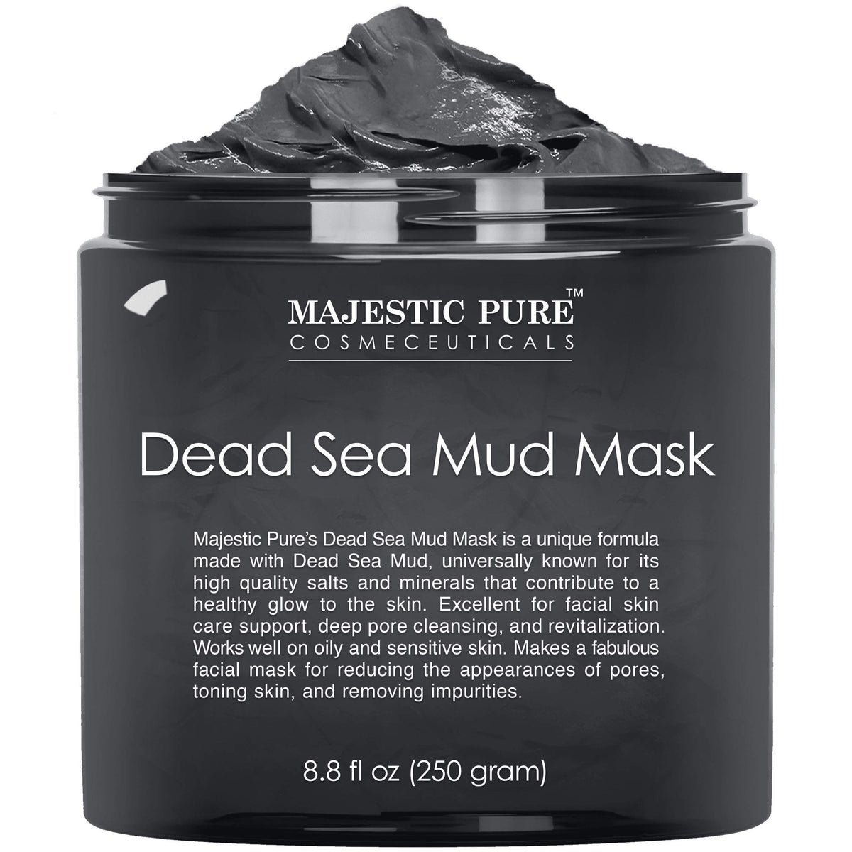 Majestic Pure Dead Sea Mud Mask face application for smoother pores and calmer skin.