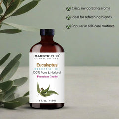 Eucalyptus essential oil suitable for diffuser and aromatherapy, Majestic Pure 4 oz