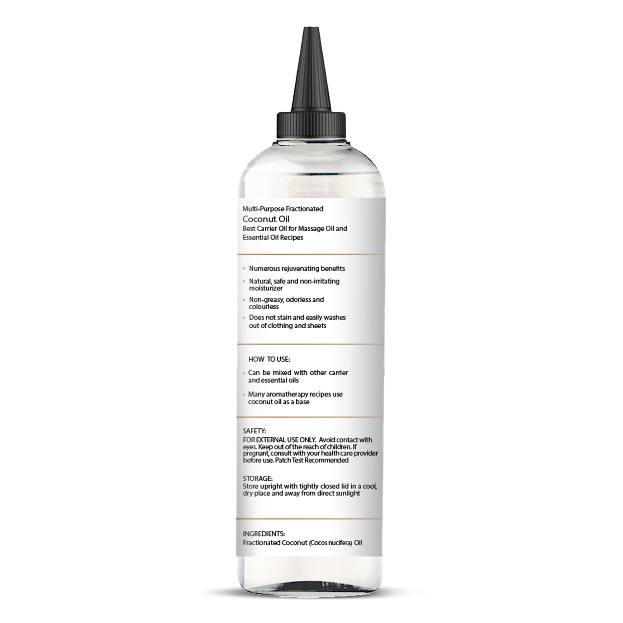 Ingredients and purity of Majestic Pure fractionated coconut oil