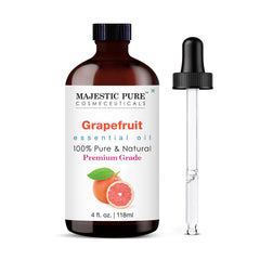 Majestic Pure Grapefruit Essential Oil in an amber glass bottle