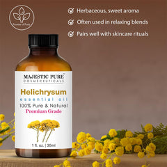 Packaging of Majestic Pure Helichrysum essential oil