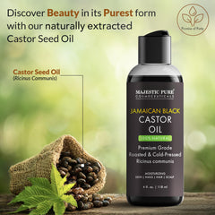 Product packaging of Majestic Pure Jamaican Black Castor Oil