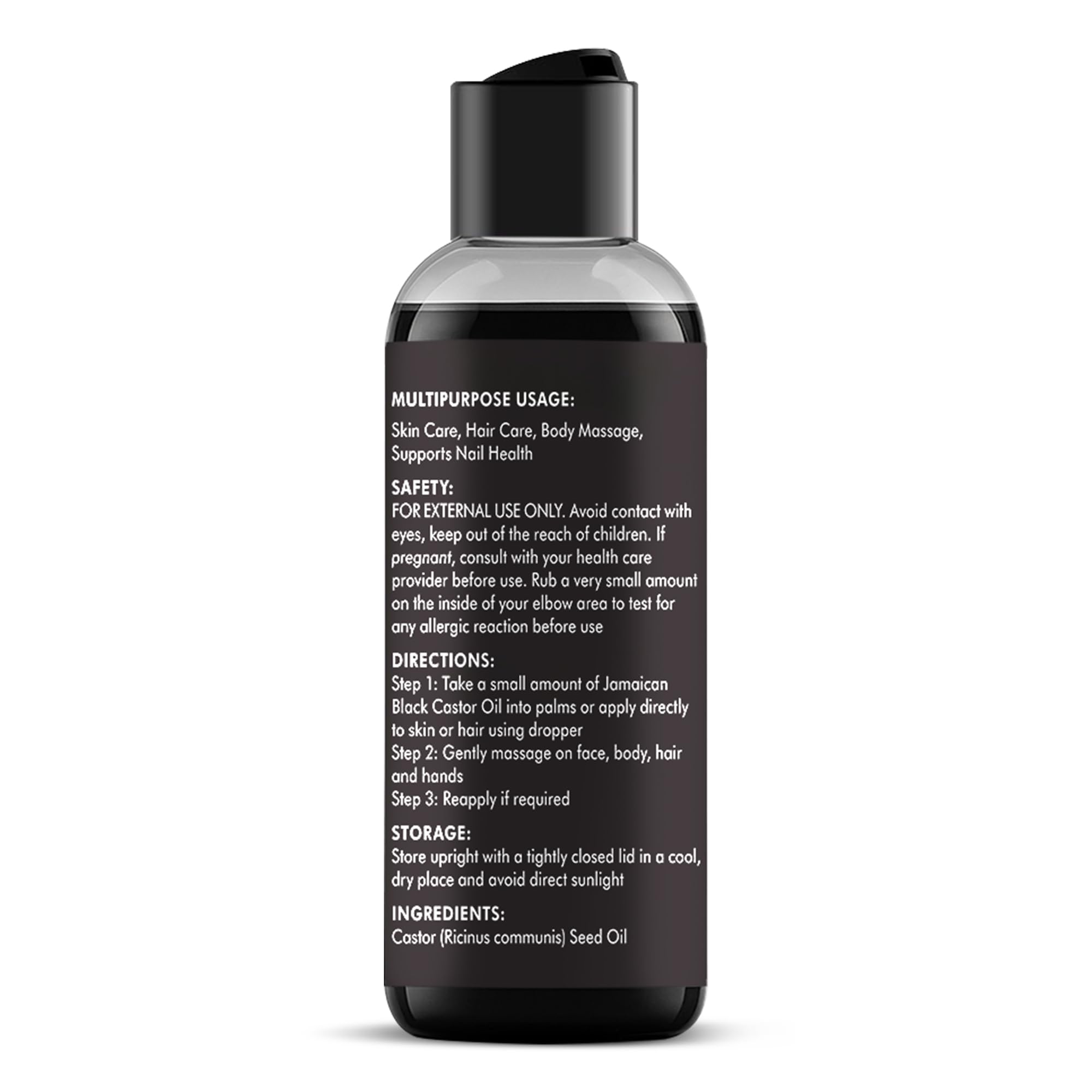 Natural, pure Jamaican Black Castor Oil in container