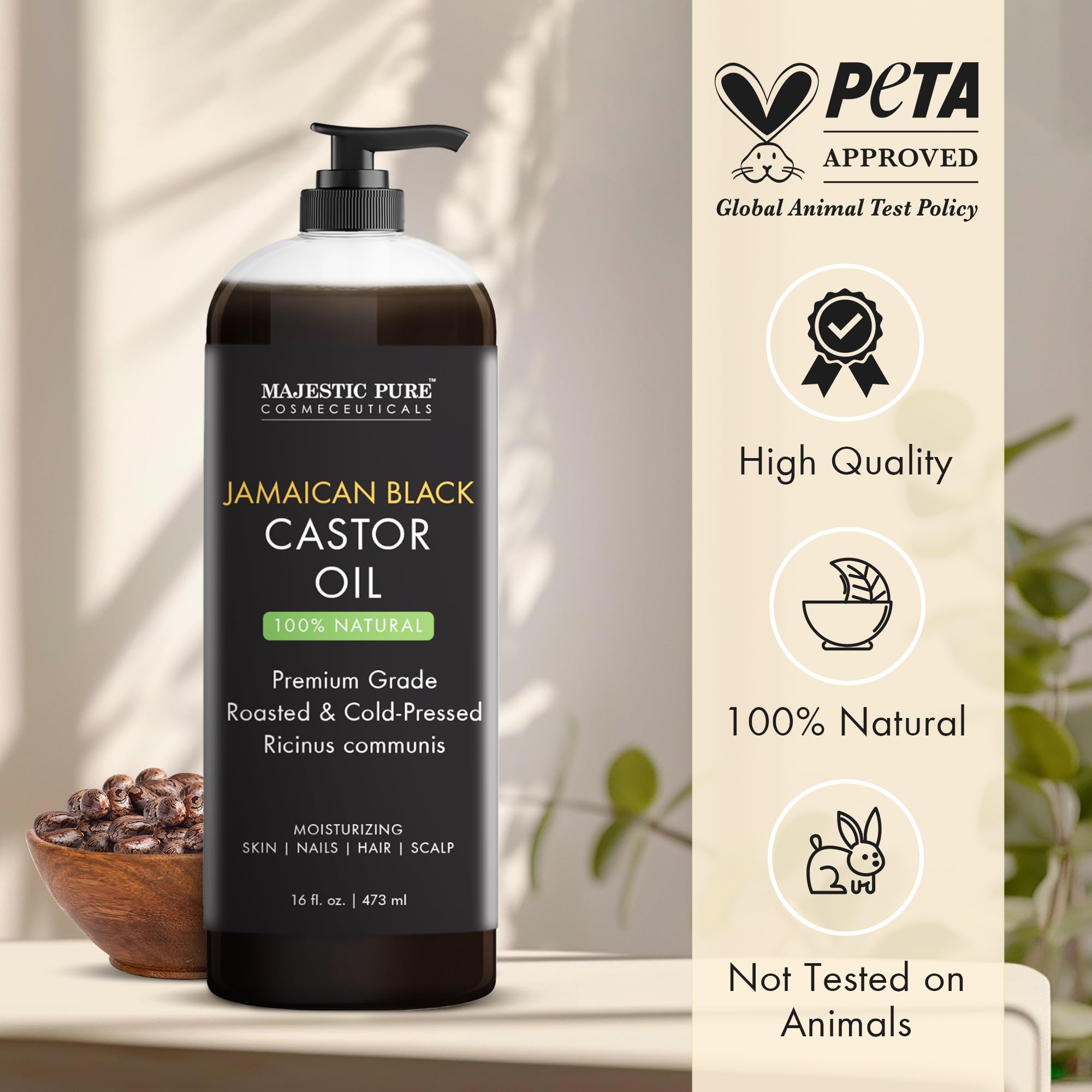 Label of MAJESTIC PURE Jamaican Black Castor Oil