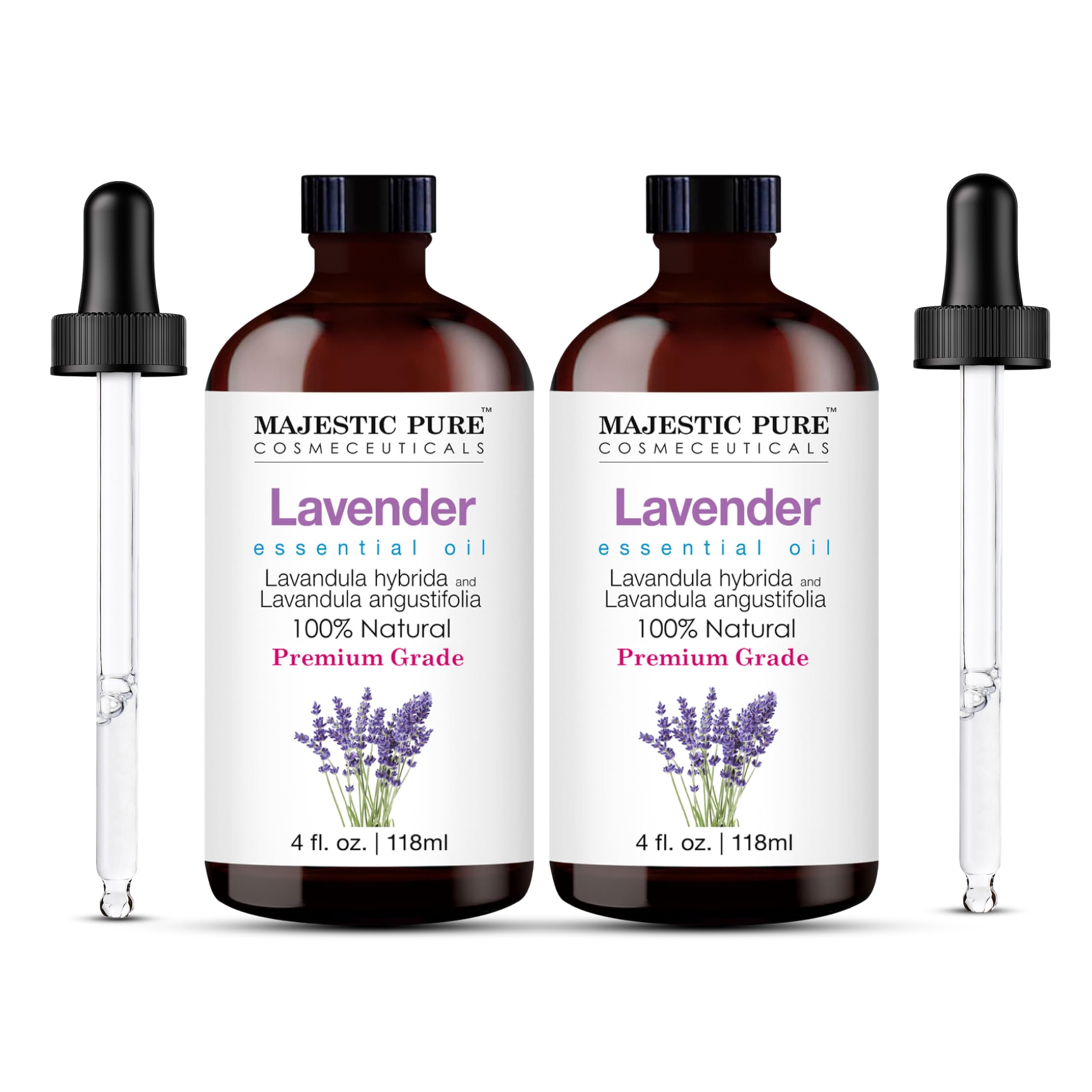 Majestic Pure lavender essential oil bottle with glass dropper