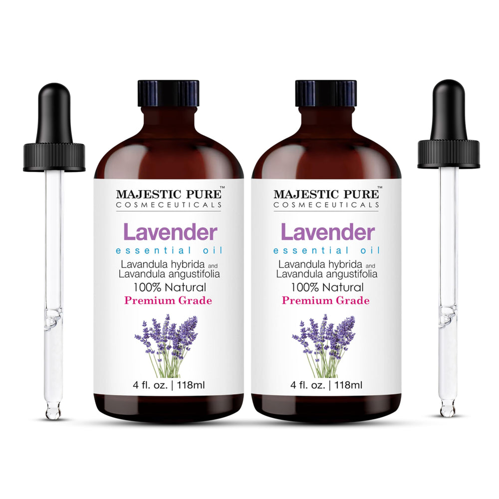 Majestic Pure lavender essential oil bottle with glass dropper