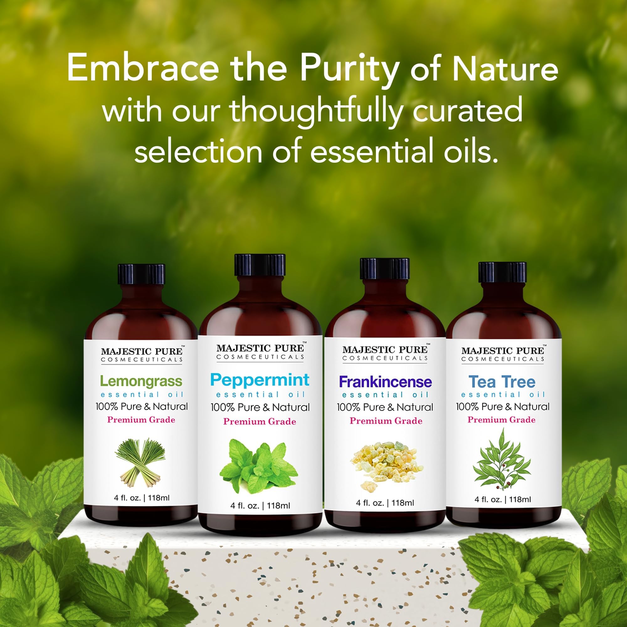 Peppermint oil packaging and box for Majestic Pure