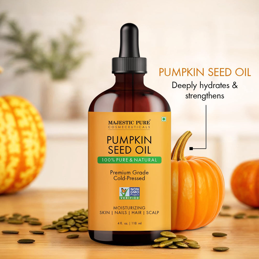 Pour spout bottle of pumpkin seed oil