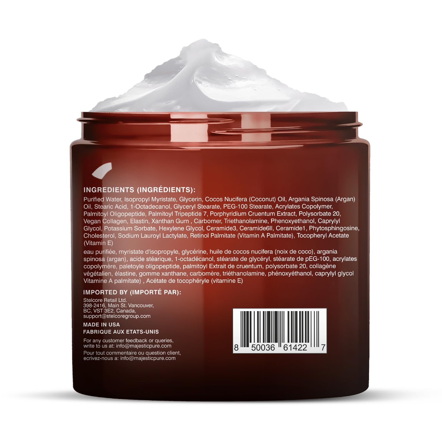 Majestic Pure Whipped Argan Oil Moisturizer texture ready for smooth application.