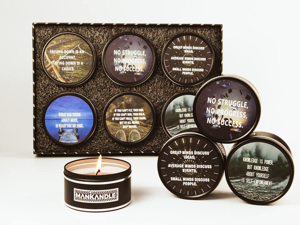 Majestic Zen aromatherapy candles 6-pack with lid quotes for focus and relaxation.